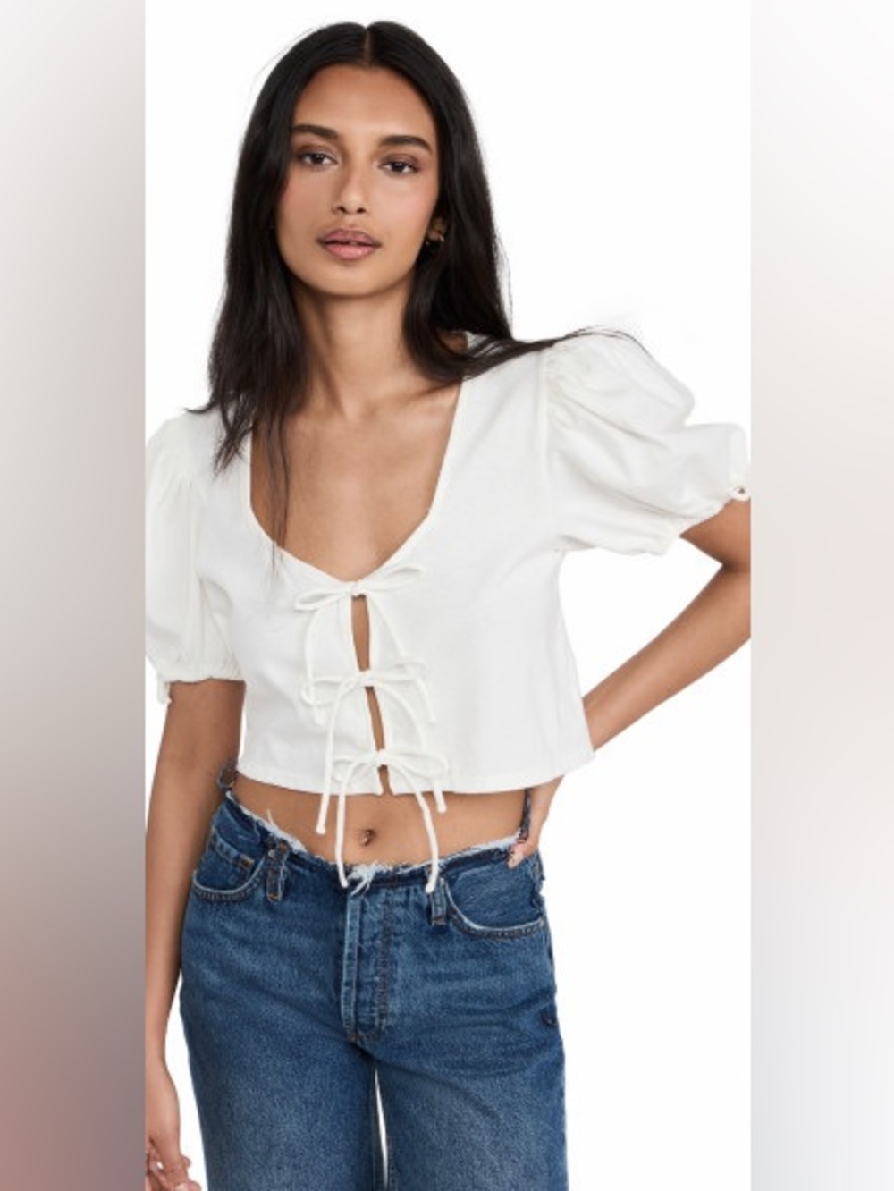 Free People White Kitty Tee